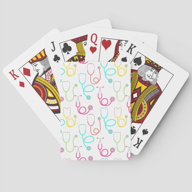 Neon Stethoscope Pattern Poker Cards (Back)