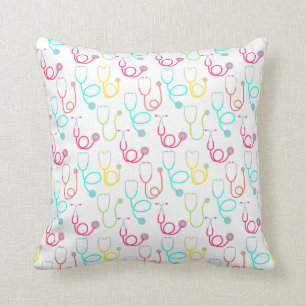 Neon Stethoscope Pattern Throw Pillow