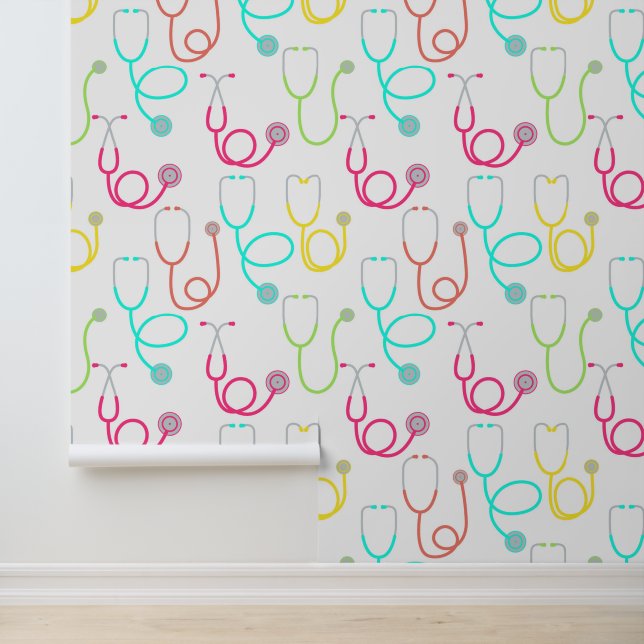 Neon Stethoscope Pattern Wallpaper (Application)