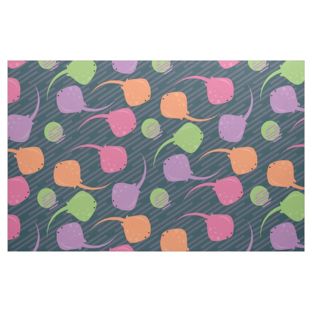 Neon Stingrays Repeat Pattern Fabric (Yard)