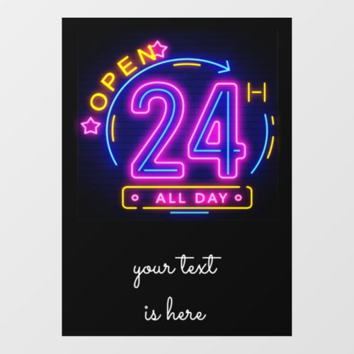 Neon Stores open 24_hour Cling Templet