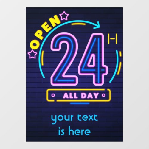 Neon Stores open 24_hour Cling Templet