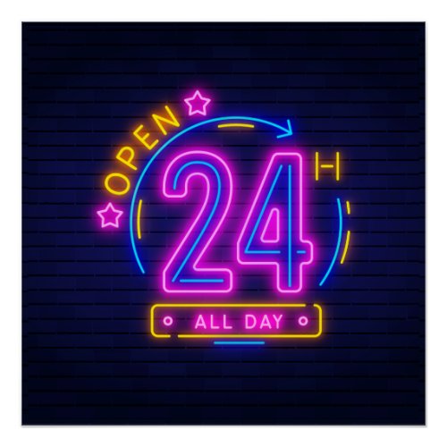 Neon Stores open 24_hour Poster