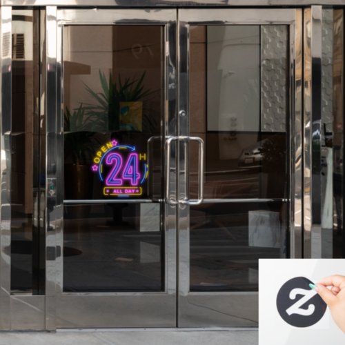 Neon Stores open 24 hours  Window Cling