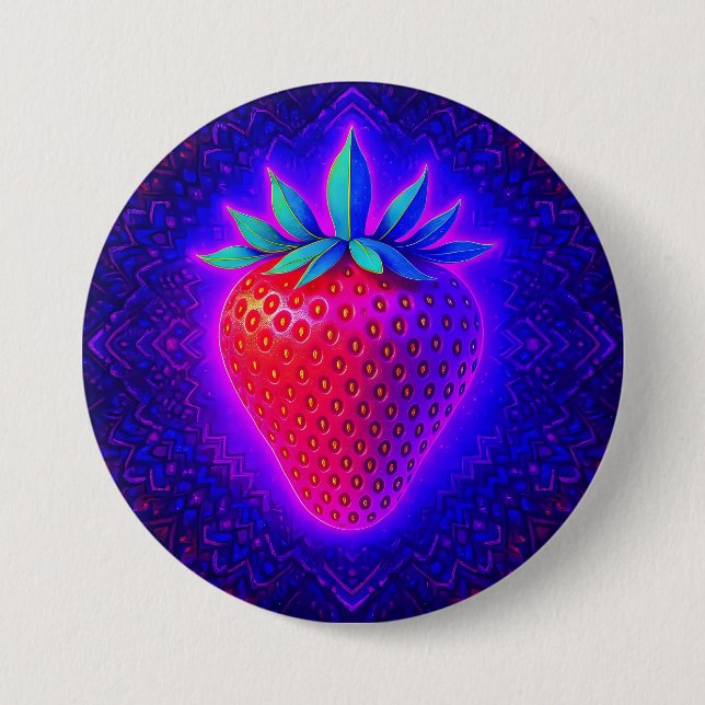 Neon Strawberry badge Button (Front)