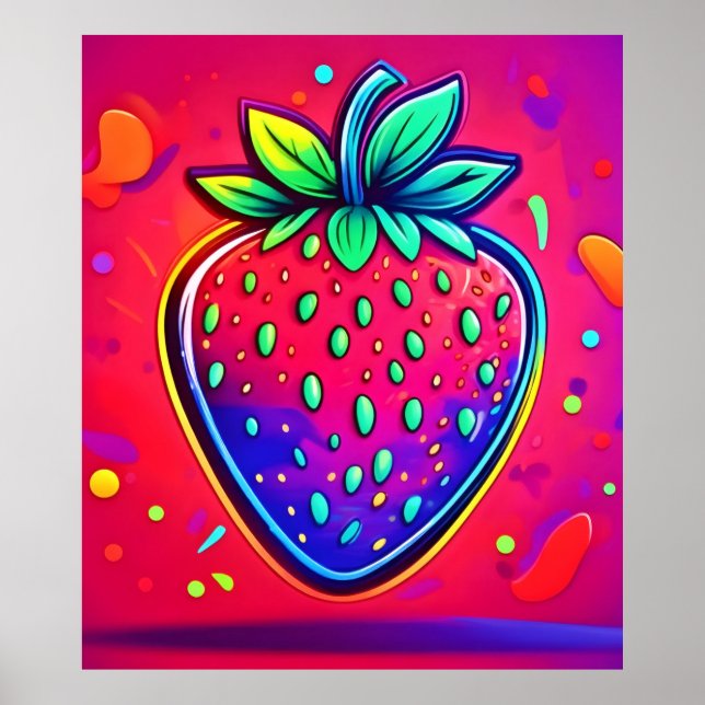 Neon Strawberry Pop Poster (Front)
