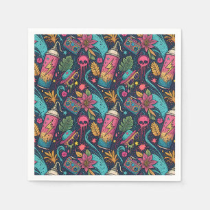 Neon Street Graffiti Tropical Urban Art Pattern Napkins