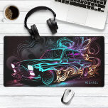 Neon Street Race Vintage Car Personalized Name Desk Mat<br><div class="desc">Neon Street Race Vintage Car Personalized Name Desk Mat features a colorful neon street racing vintage sports car with your personalized name in a simple modern script typography. Perfect gift for family and friends for birthday, Christmas, Father's Day, Grandparents, brother, husband, boyfriend, partner, best friends, work colleagues and more. Designed...</div>