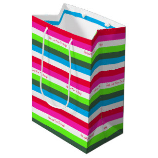 Neon Stripe Personalized Holiday Medium Gift Bag