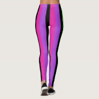 Neon Striped Pink Purple Green and Black Leggings