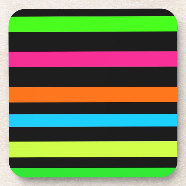 Neon stripes beverage coaster (Front)