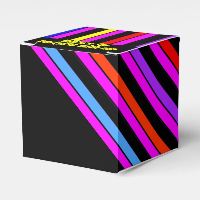 Neon Stripes Black Party Favor Box (Front Side)