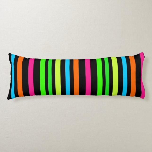 Neon stripes body pillow (Front)
