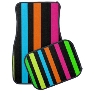 Neon stripes car floor mat