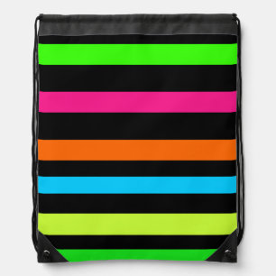 Neon stripes drawstring bag