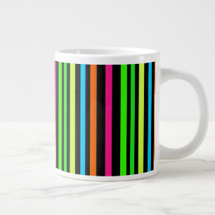 Neon stripes giant coffee mug