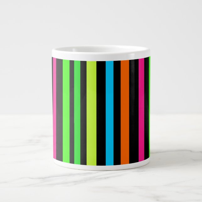 Neon stripes giant coffee mug (Front)