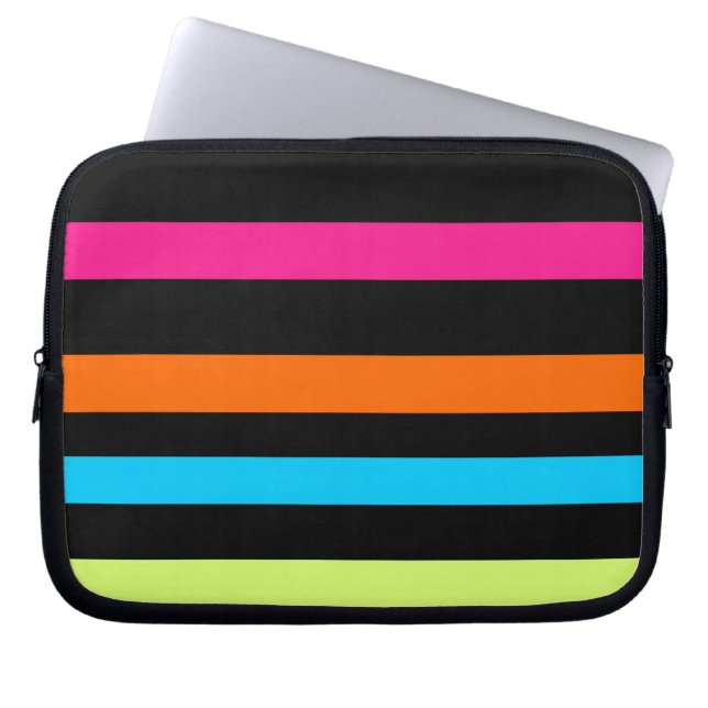 Neon stripes laptop sleeve (Front)