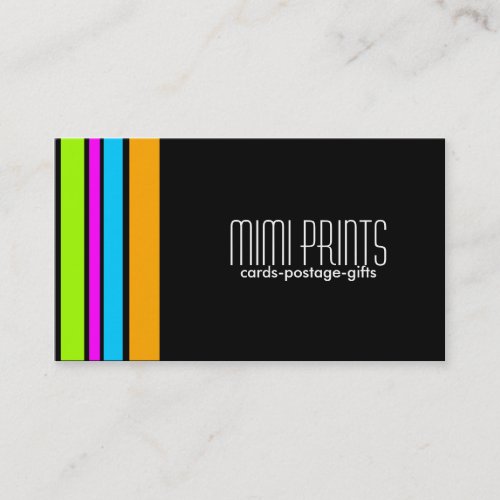 Neon Stripes on Black Business Card