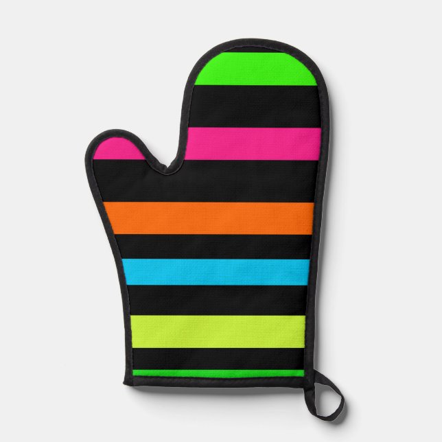 Neon stripes oven mitt (Front)