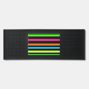 Neon Stripes Pattern Bar Mat