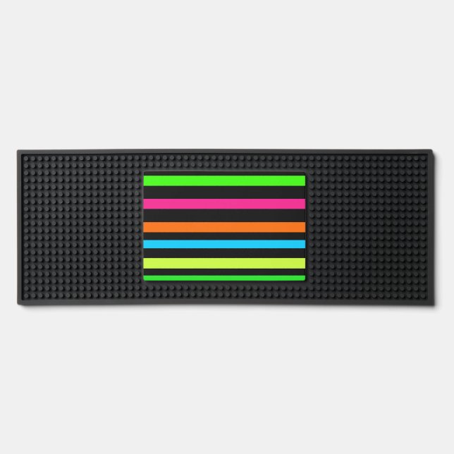 Neon Stripes Pattern Bar Mat (Front)