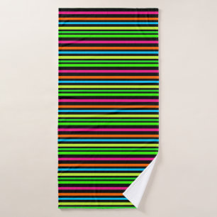 Neon Stripes Pattern Bath Towel