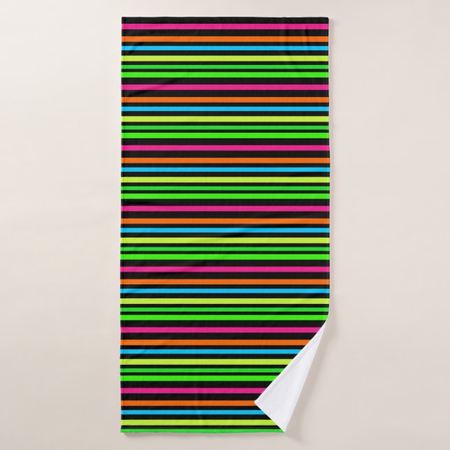Neon Stripes Pattern Bath Towel (Bath Towel)