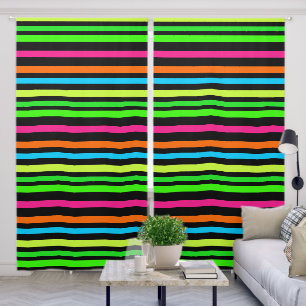 Neon Stripes Pattern Blackout Curtains