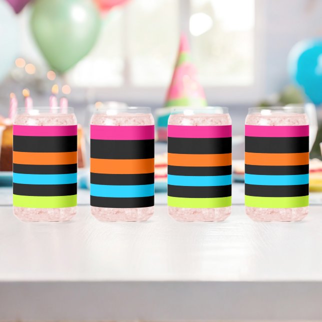 Neon Stripes Pattern Can Glass (Insitu (Birthday))