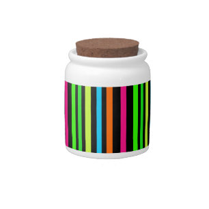Neon Stripes Pattern Candy Jar