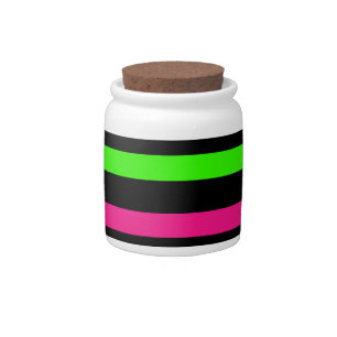 Neon Stripes Pattern Candy Jar