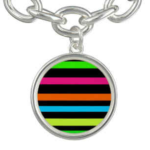 Neon Stripes Pattern Charm Bracelet