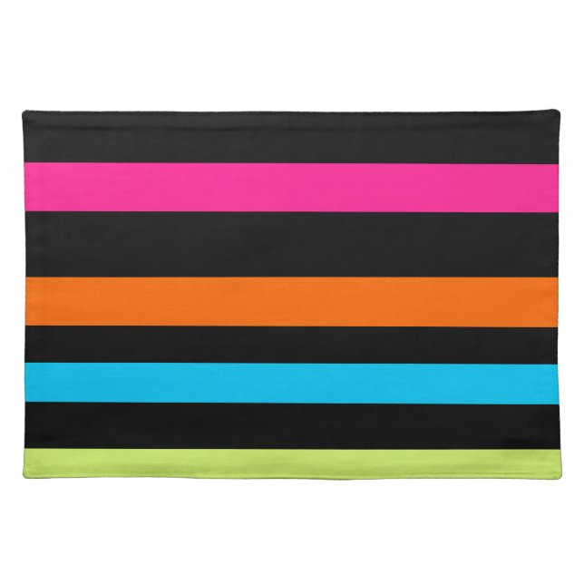 Neon Stripes Pattern Cloth Placemat (Front)