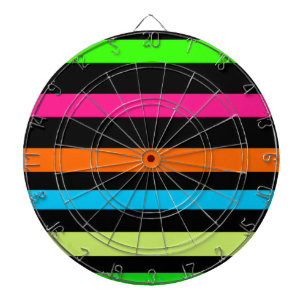 Neon Stripes Pattern Dartboard With Darts
