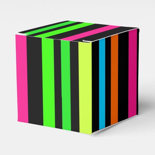 Neon Stripes Pattern Favor Boxes (Front Side)