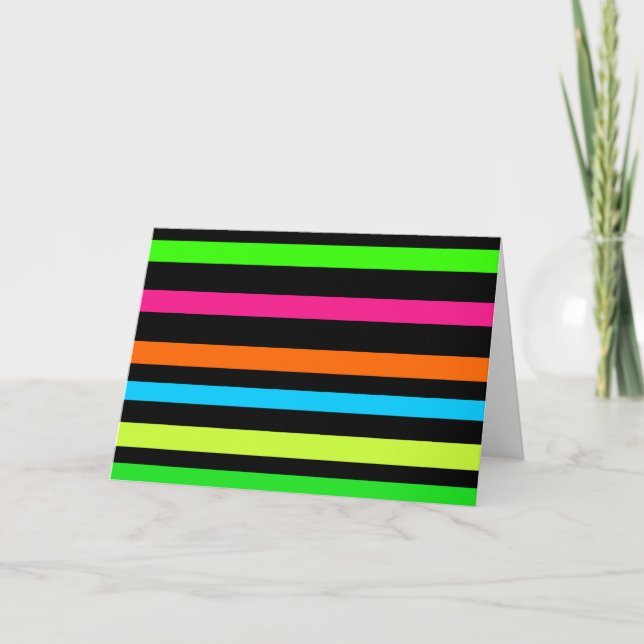 Neon Stripes Pattern Holiday Card (Front)