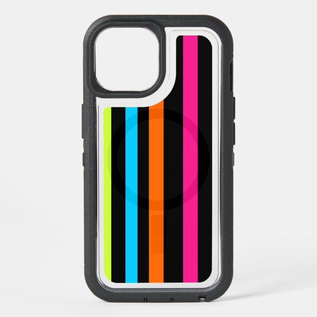 Neon Stripes Pattern iPhone 15 Case (Back)