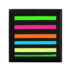 Neon Stripes Pattern Keepsake Box