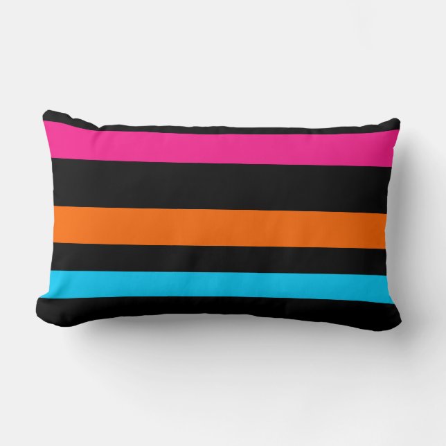 Neon Stripes Pattern Lumbar Pillow (Front)