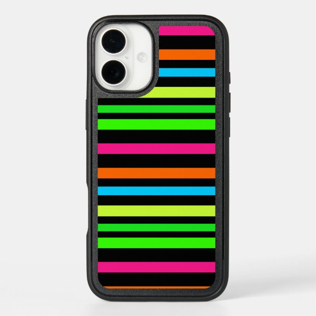 Neon Stripes Pattern Otterbox iPhone Case (Back)