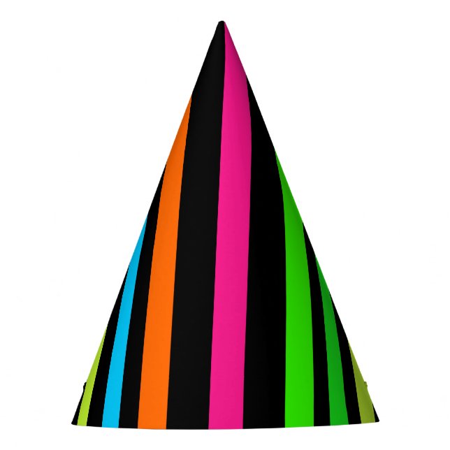 Neon Stripes Pattern Party Hat (Front)