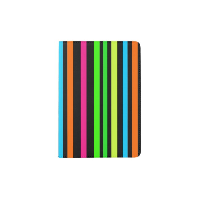 Neon Stripes Pattern Passport Holder (Front)
