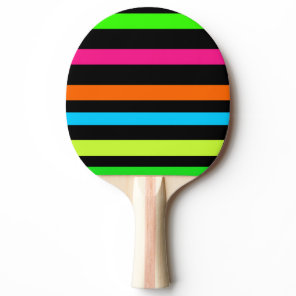 Neon Stripes Pattern Ping Pong Paddle