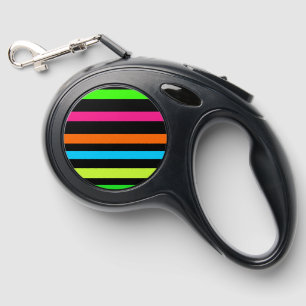 Neon Stripes Pattern Retractable Pet Leash