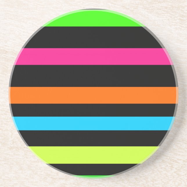 Neon Stripes Pattern Sandstone Coaster (Front)