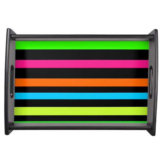 Neon Stripes Pattern Serving Tray (Front)