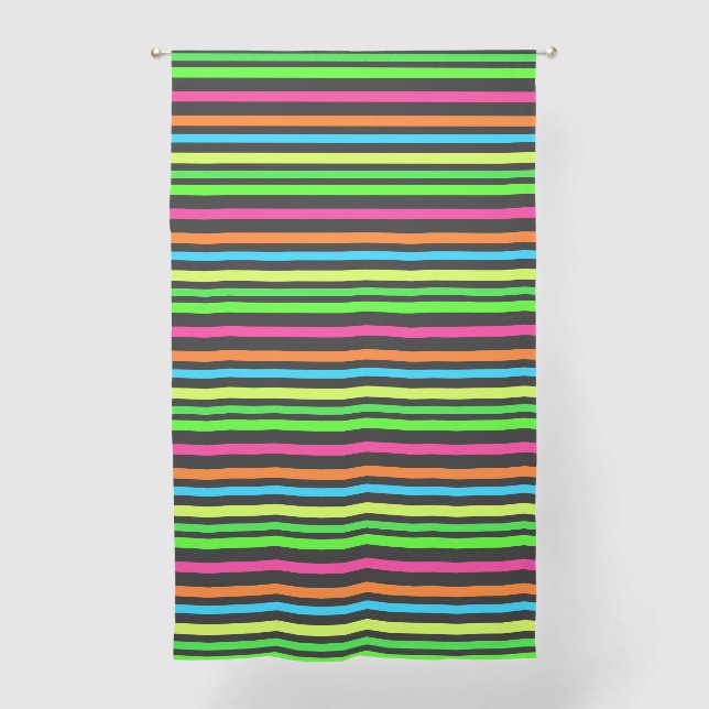 Neon Stripes Pattern Sheer Curtains (Front)
