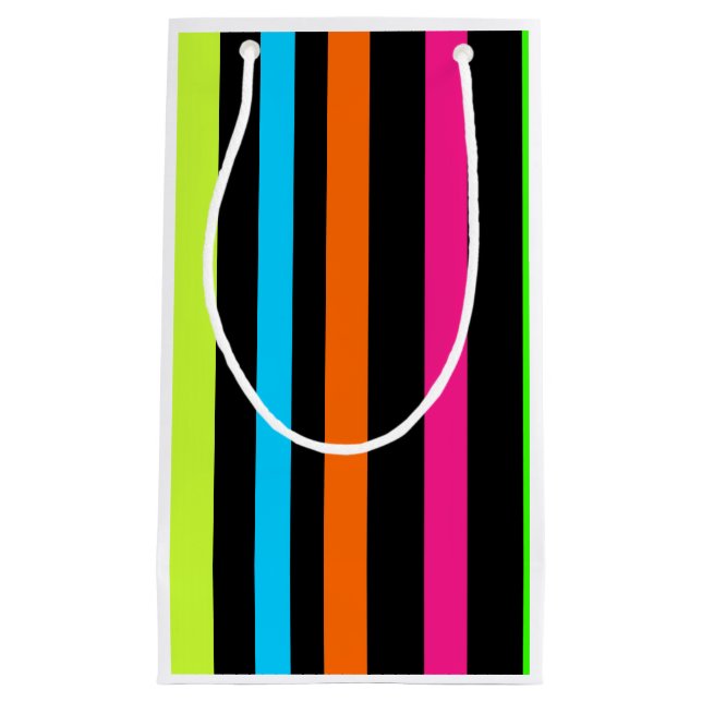 Neon Stripes Pattern Small Gift Bag (Front)
