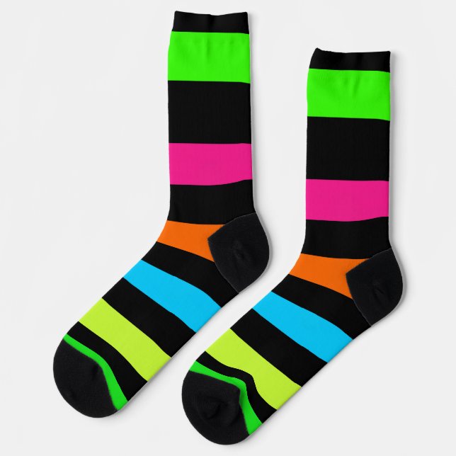 Neon Stripes Pattern Socks (Left)